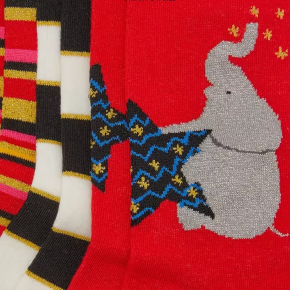 KATE SPADE ♠️ NY LADIES HOLIDAY THREE PACK CREW SOCKS SOLD OUT ON LINE NWT - Picture 2 of 4